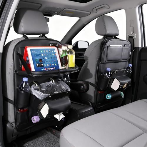 Premium Car Backseat Organiser with Foldable Tray – Black