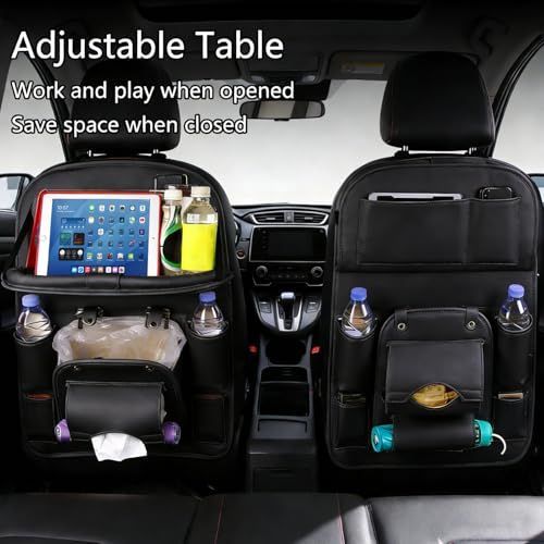 Premium Car Backseat Organiser with Foldable Tray – Black