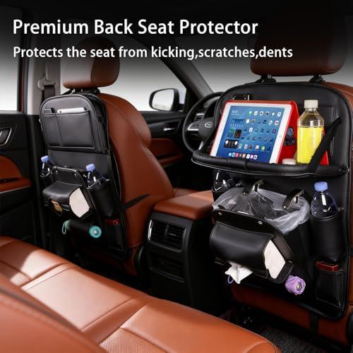 Premium Car Backseat Organiser with Foldable Tray – Black