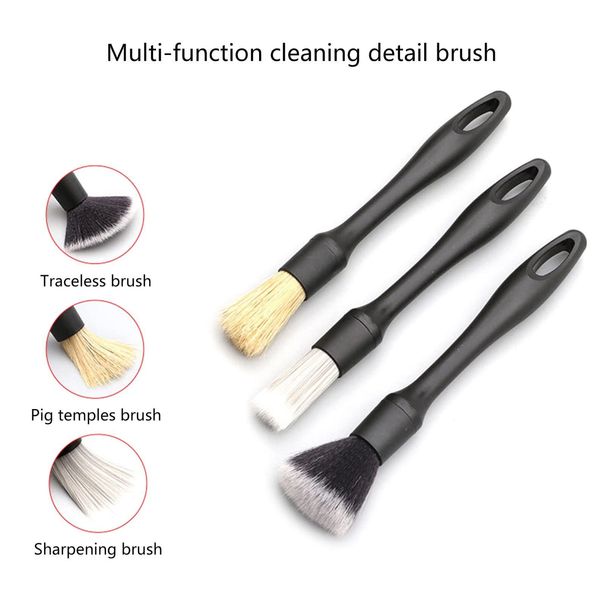 3-Piece Car Detailing Brush Set – Interior & Exterior