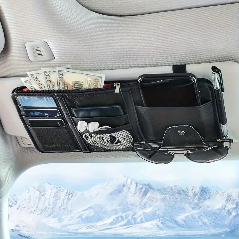 Premium Leather Car Sun Visor Organiser – Black