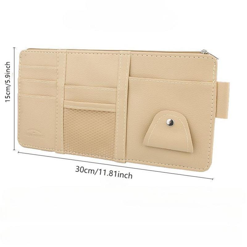 Premium Leather Car Sun Visor Organiser – Black
